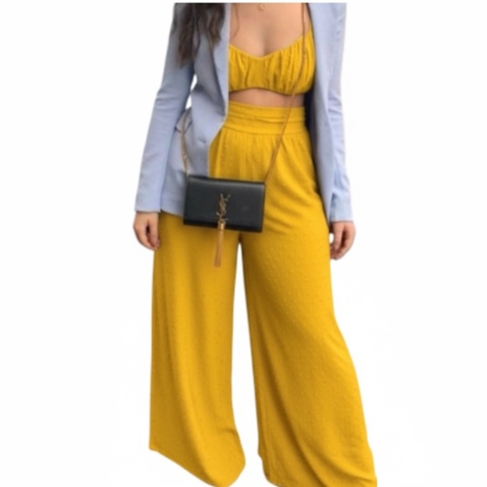 Rumor Delilah Crop Top & Pant Set Yellow  Made in Australia Revolve Sold Out